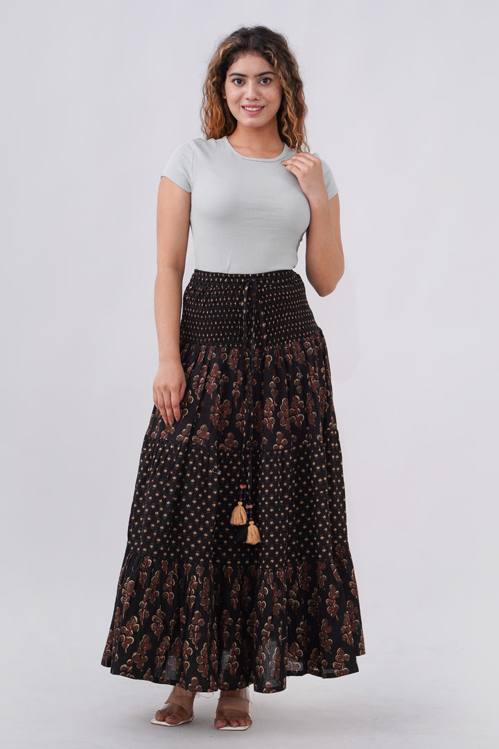 Fabricrush Skirt Indian Floral Hand Printed Cotton Summer Skirt, Wedding Skirt, Comfort Wear, Long Skirt, Daily Wear