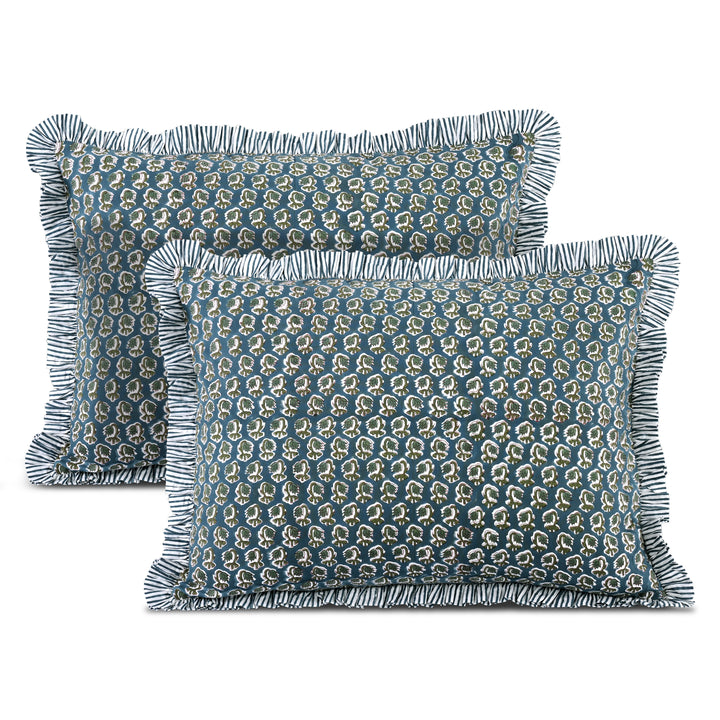Peacock Blue Ruffle 20x26 Inches Sham Pillow Cover Product Image 1