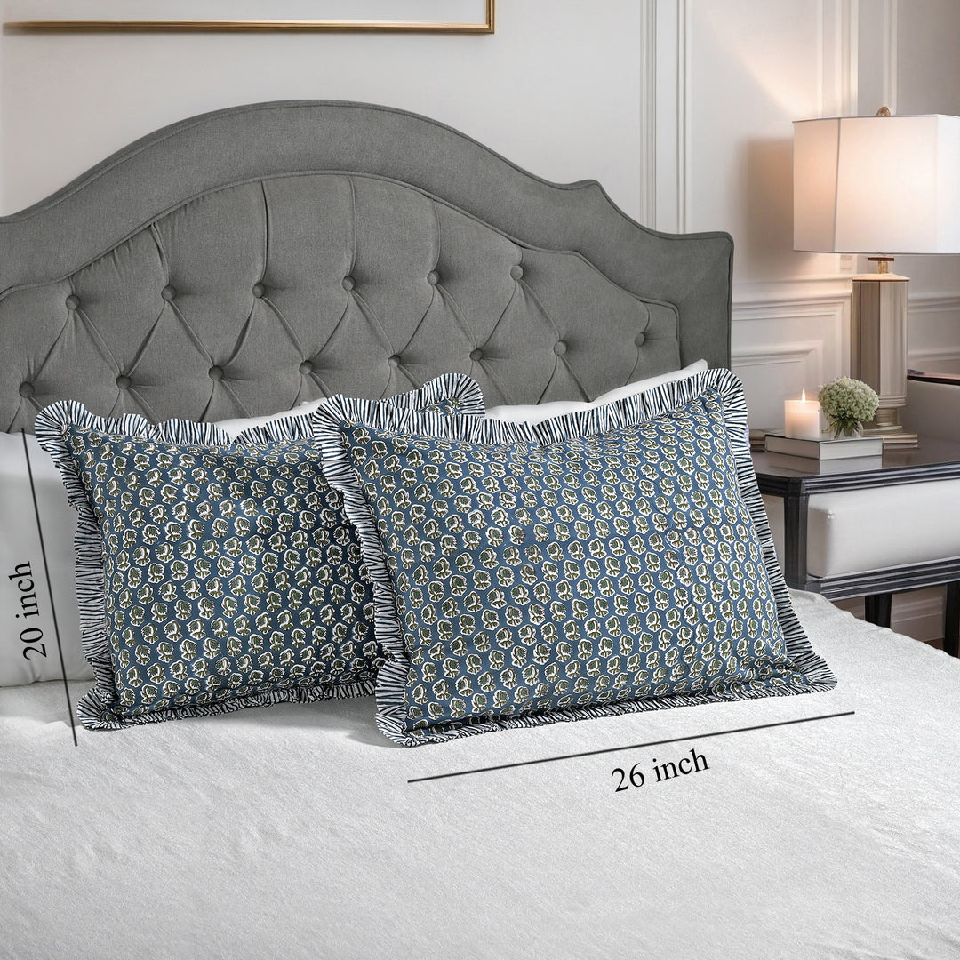 Peacock Blue Ruffle 20x26 Inches Sham Pillow Cover Product Image 3