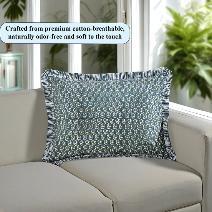 Peacock Blue Ruffle 20x26 Inches Sham Pillow Cover Product Image 4