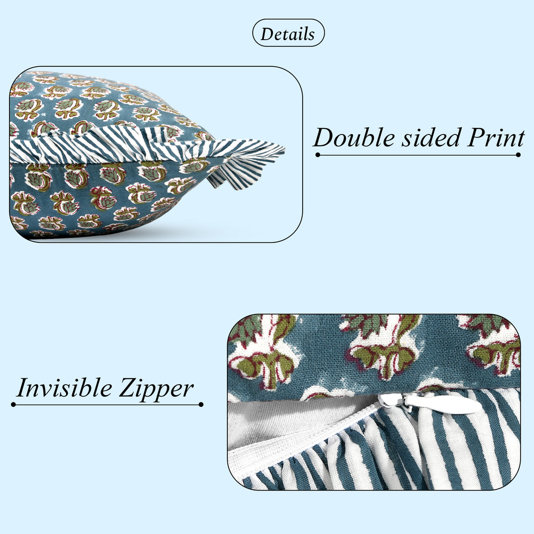 Peacock Blue Ruffle 20x26 Inches Sham Pillow Cover Product Image 5