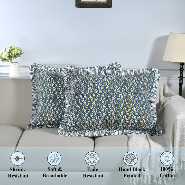 Peacock Blue Ruffle 20x26 Inches Sham Pillow Cover Product Image 7