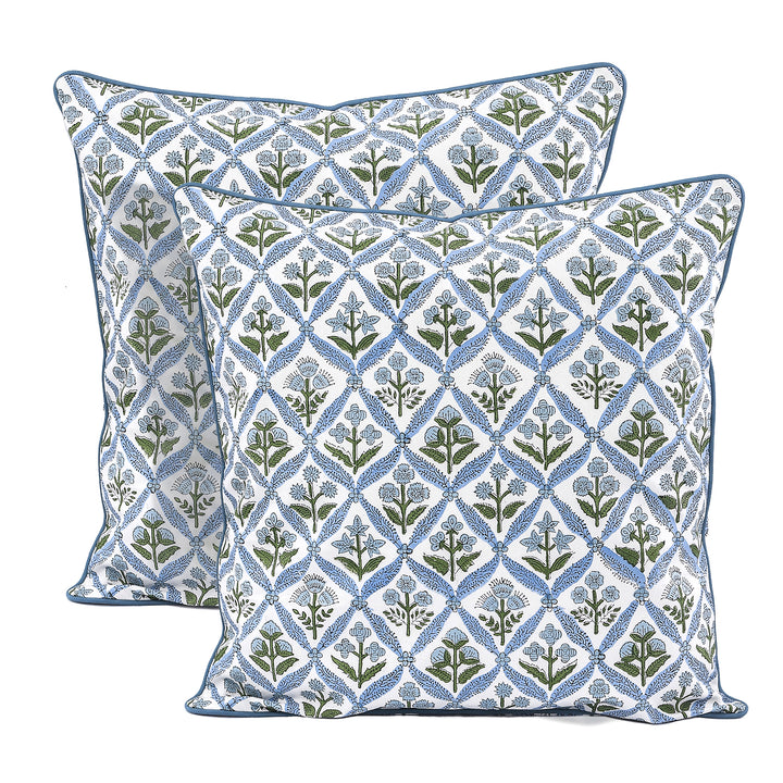 Fabricrush Pillow Covers, Hand Block Printed Floral Throw Pillow Covers, Cushion Covers for Decorative Couches, Living Rooms, Designers Pillow Covers