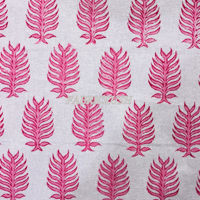 Fabricrush Taffy Pink Leaves Print Indian Hand Block Floral Printed Cotton Cloth Table Runner Wedding Events Home Decor Farmhouse Console Birthday Gift
