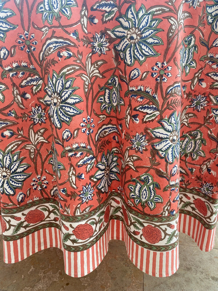 Peach & Berry Blue Round Tablecloth