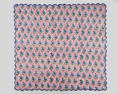 Fabricrush Rouge Pink and Corona Blue Indian Hand Block Floral Printed Pure Cotton Cloth Napkins, Wedding, Baby Shower, 18x18"- Cocktail 20x20"- Dinner