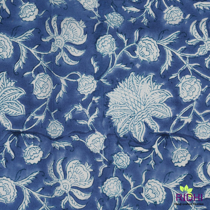 Fabricrush Blue and White Indian Floral Hand Block Print Cotton Cloth Napkins, Wedding Home Party Event Gifts 18x18"- Cocktail 20x20"- Dinner