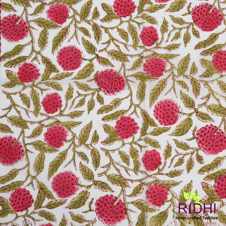 Gold Yellow and Mulberry Pink Hand Block Printed Size 20x20"Cotton Border Napkins