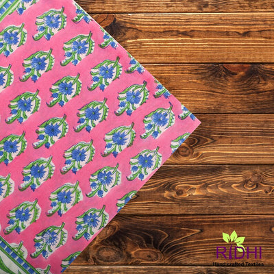 Rouge Pink and Corona Blue Indian Floral Hand Block Printed Cotton Cloth Napkins Size 20x20" Set of 4,6,12,24,48 Wedding Event Party Home