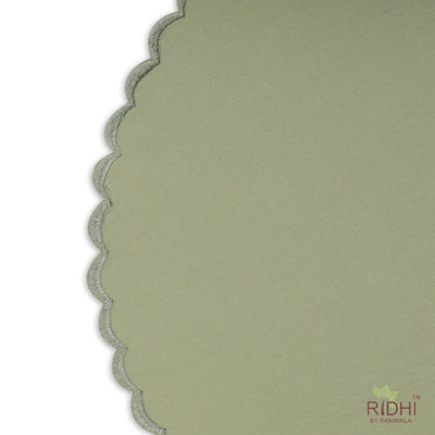 Fabricrush Green Table Mat, Embroidery Scallops mats, Cotton Set of Housewarming Gift, Gift for her, Table Decor, Reusable Mats, Dinning Table Mats
