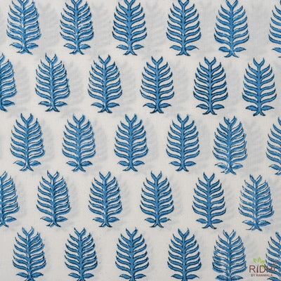 Fabricrush Mats, Cerulean Blue Print Table Mat, Embroidered Reversible Mat, Block Print, Cotton Mat, Leaf Print, Cotton Fabric, Kitchen Runner and Mats
