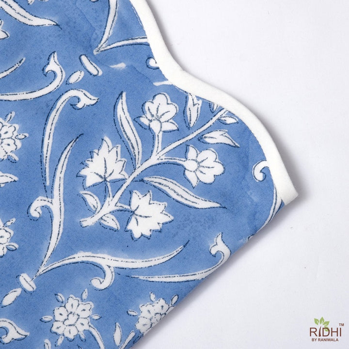 Fabricrush Table Mats, Cornflower Blue Mats, India Block Print, Flower Print, Cotton Cloth, Cotton Fabric, Kitchen Runner and Mats, Gift for her, gifts