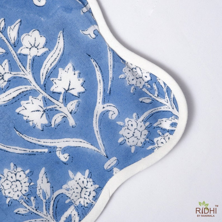 Fabricrush Table Mats, Cornflower Blue Mats, India Block Print, Flower Print, Cotton Cloth, Cotton Fabric, Kitchen Runner and Mats, Gift for her, gifts