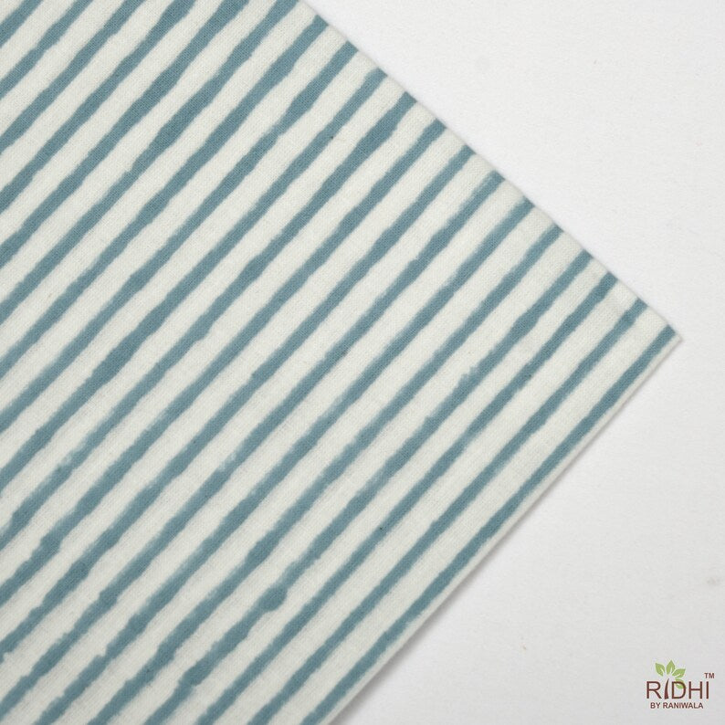 Fabricrush Blue Stripes Indian Hand Block Print Cotton Cloth Piping Napkins, Wedding Birthday Anniversary Home Event Garden Outdoor Patio Picnic School Event Gifts, 20x20"- Dinner Napkins