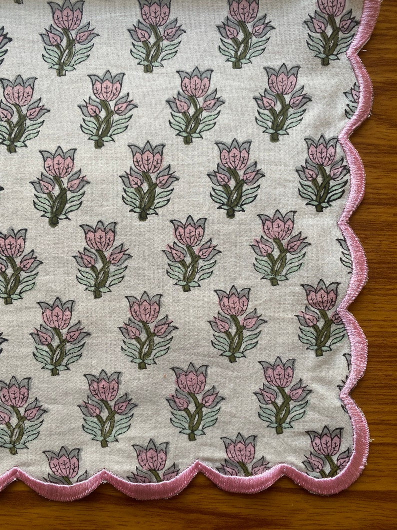 Fabricrush Gray, Amaranth Pink, Army Green Indian Floral Hand Block Printed Pure Cotton Cloth Napkins, 18x18"- Cocktail Napkins, 20x20"- Dinner Napkins, Gift for her, gifts, Halloween, Christmas, Thanksgiving