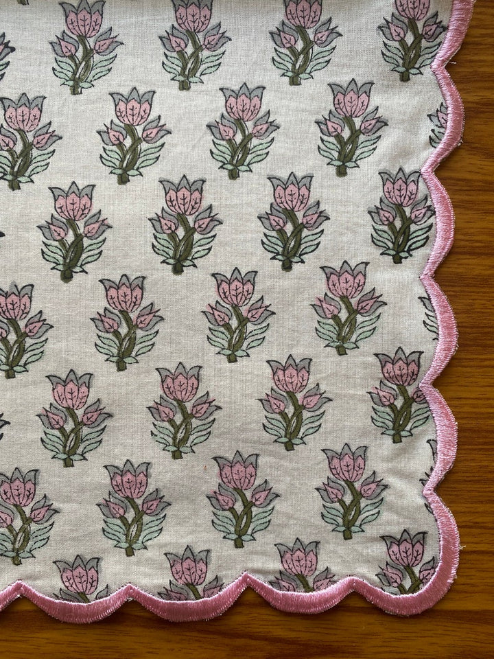 Fabricrush Gray, Amaranth Pink, Army Green Indian Floral Hand Block Printed Pure Cotton Cloth Napkins, 18x18"- Cocktail Napkins, 20x20"- Dinner Napkins, Gift for her, gifts, Halloween, Christmas, Thanksgiving