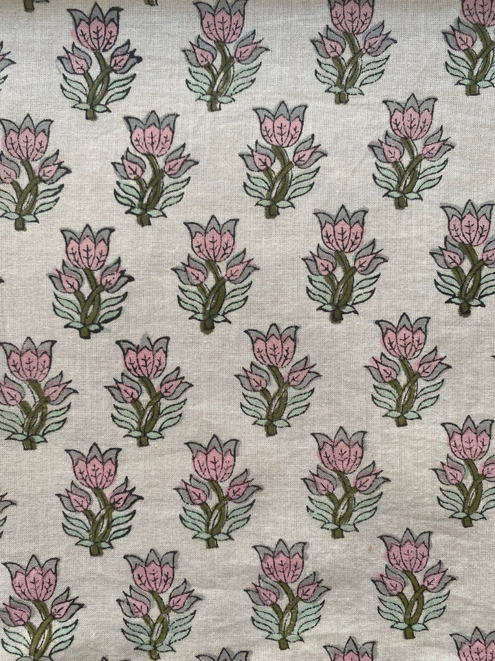 Fabricrush Gray, Amaranth Pink, Army Green Indian Floral Hand Block Printed Pure Cotton Cloth Napkins, 18x18"- Cocktail Napkins, 20x20"- Dinner Napkins, Gift for her, gifts, Halloween, Christmas, Thanksgiving