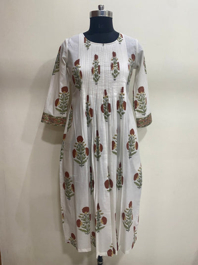 Fabricrush  Indian Block Printed Long Kurti With Pockets for Women Girls Summer Dress Bridesmaid Party Dress Beach Dresses