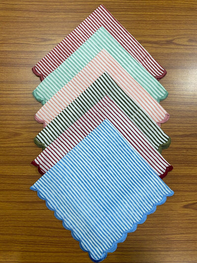 Mix and Match Stripes Indian Hand Block Printed Cotton Cloth Napkins, Wedding Home Events Restaurant Farmhouse, 9x9"-Cocktail 20x20"- Dinner