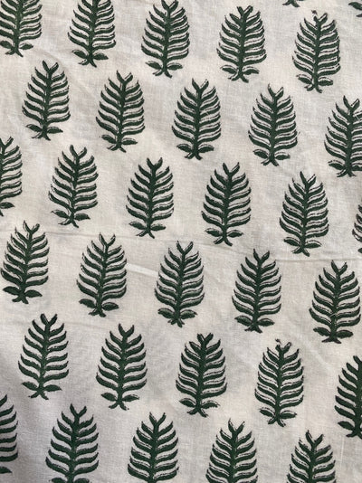 Fabricrush Juniper Green, White Indian Leaf Print Hand Block Printed Cotton Cloth Christmas Tree Skirt, Holiday Decor Home Farmhouse, Christmas Decor