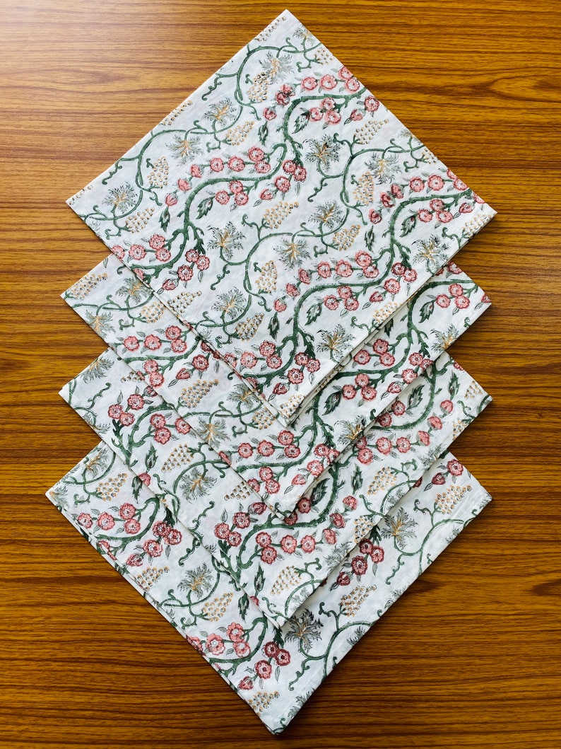 Coral Pink, Hunter Green Napkins