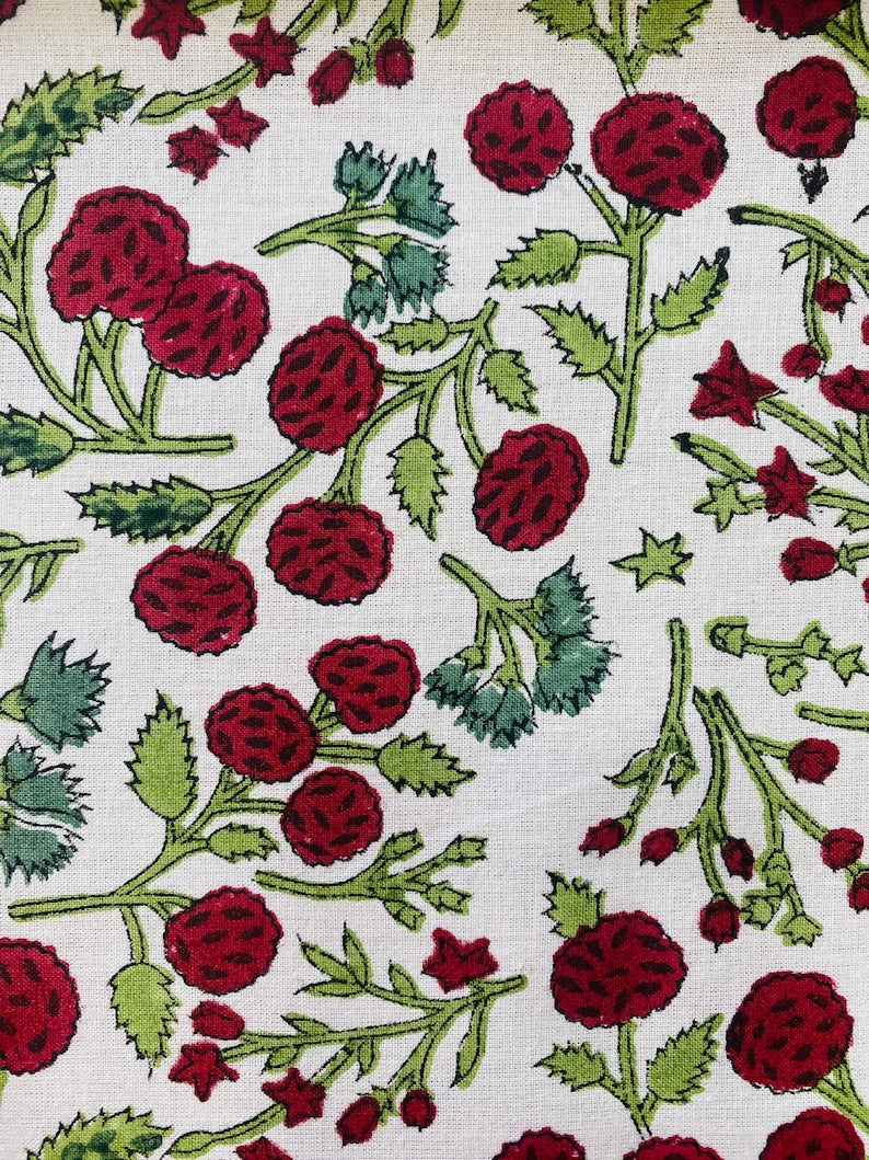 Garnet Red, Emerald Green Indian Floral Hand Block Printed Cotton Cloth Napkins Size 20x20" Wedding Events Home Housewarming Restaurant Gift