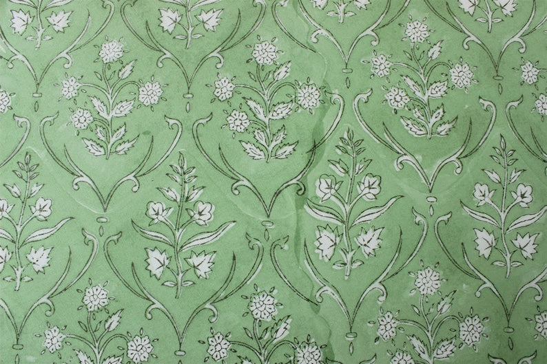 Fabricrush Pear Green Round Tablecloth, Indian Hand Block Printed Floral Pure Cotton Cloth, Table cover, Wedding Home Event Restaurant Outdoor Holiday, Gift for her, gifts, Valentine's day,  Easter, Spring