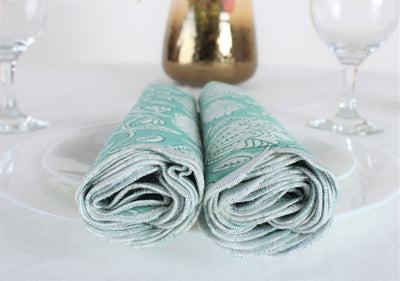 Seafoam Green Cloth Napkins 100% Pure Cotton Farmhouse Wedding Dinner Embroidery Napkins for Halloween, Thanksgiving, Holiday Daily Wedding