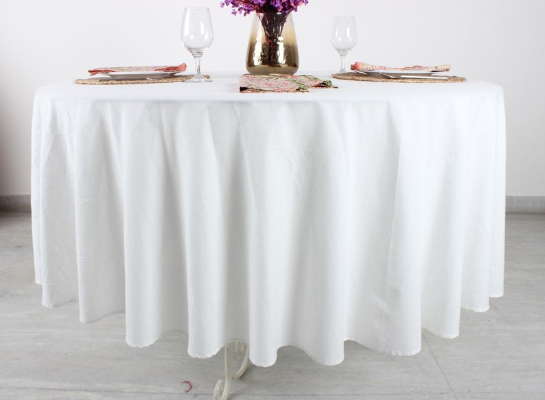 White Cotton Cloth Round Tablecloth