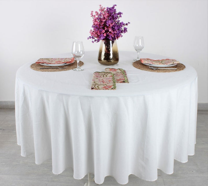 White Cotton Cloth Round Tablecloth