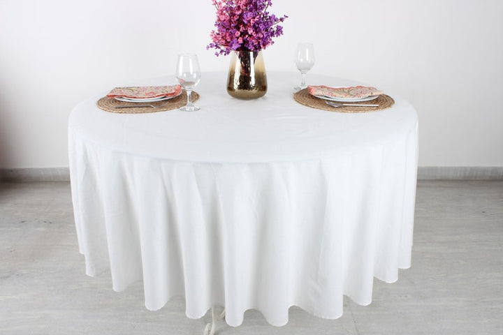 White Cotton Cloth Round Tablecloth