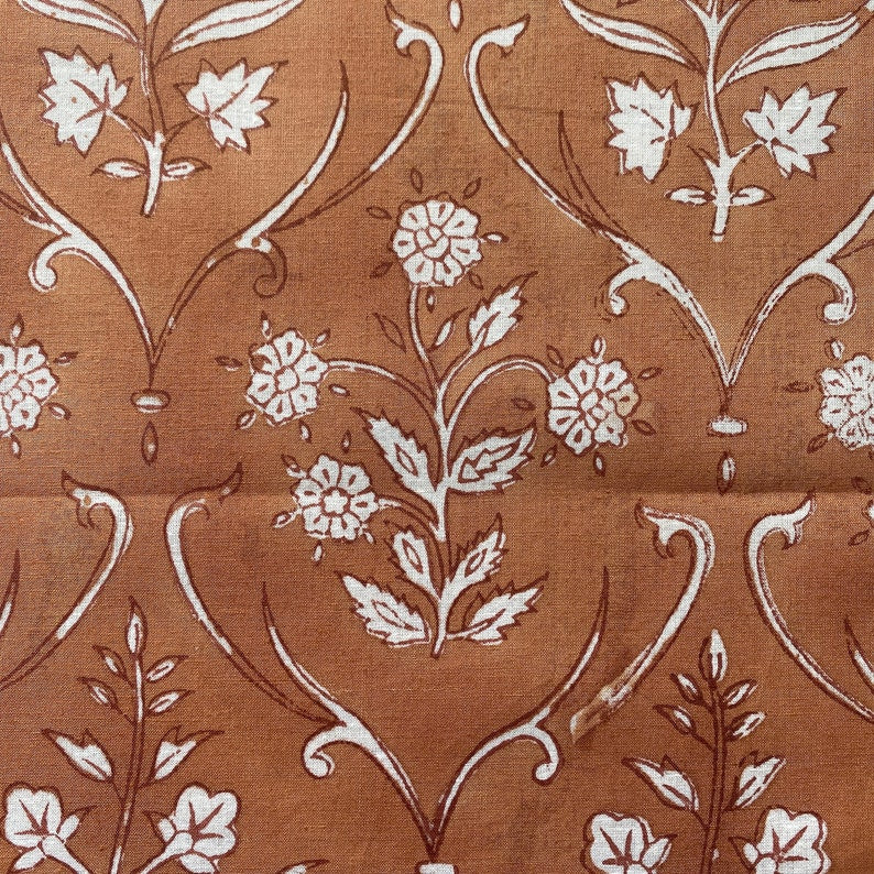 Fabricrush Tawny Brown and White Indian Hand Block Floral Printed Pure Cotton Cloth Napkins, Face Cover, 18x18"-Cocktail Napkins, 20x20"- Dinner Napkins