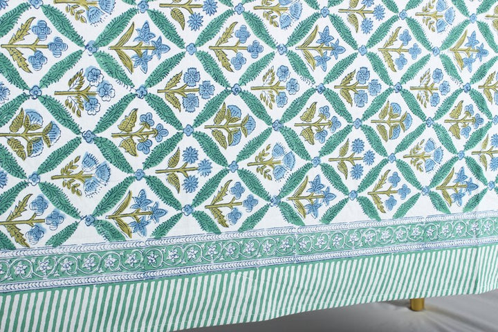 Fabricrush India Cotton Table Cloth Floral Christmas Green tablecloth outdoor picnic tablecloth dining tablecloth, Custom Table Cloth, Gift for her, gifts, Christmas decor, Christmas