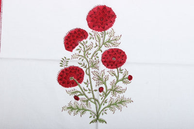 Fabricrush Border Napkins, Falun Red Indian Floral Hand Block Printed Cloth Napkins, Size 20x20", Set of 4,8,12,24,48, Wedding Holiday Home Restaurant