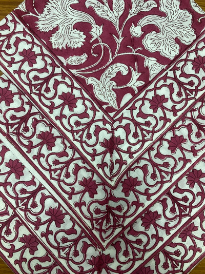 Fabricrush Deep Pruce Indian Floral Hand Block Printed Cotton Cloth Border Napkins Size 20x20" Wedding Events Home Party Restaurant Gifts