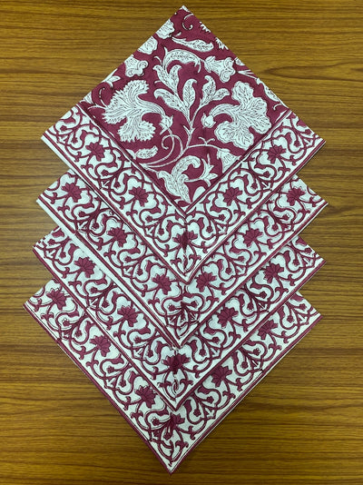 Deep Pruce Indian Floral Hand Block Printed Cotton Cloth Napkins Size 20x20" Set of 4,6,12,24,48 Wedding Events Home Party Restaurant Gifts