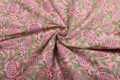 Fabricrush Indian Floral Block Printed Cotton Fabric for Women's Clothing Bags Curtains