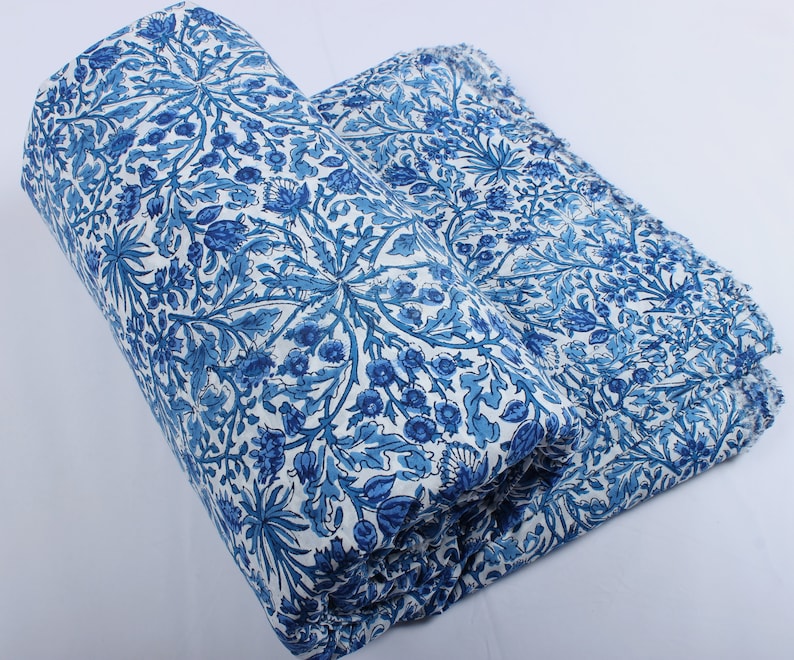 Dark Royal Blue Hand-Block Printed Cotton Cloth