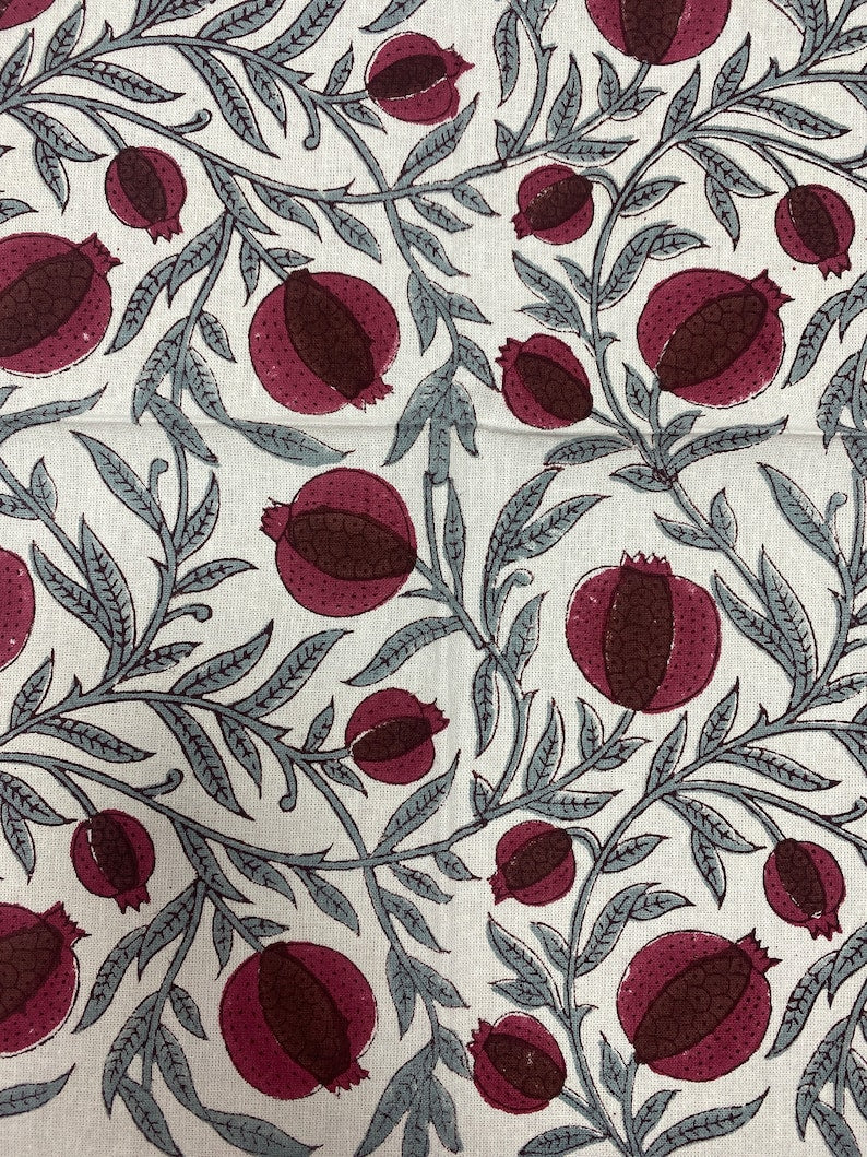 Sangria Red, Cerise Pink Indian Floral Hand Block Printed Cotton Napkins Size 20x20"