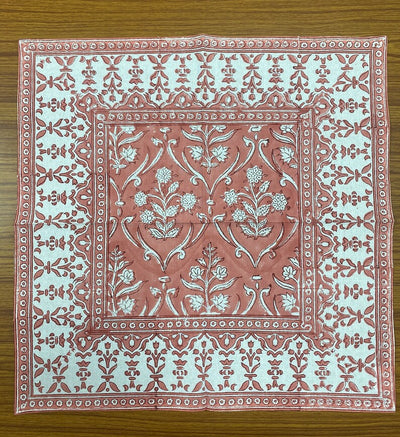 Fabricrush Sweet Pink Indian Floral Hand Block Printed Cotton Cloth Border Napkins Size 20x20" Wedding Events Home Party Restaurant Gifts