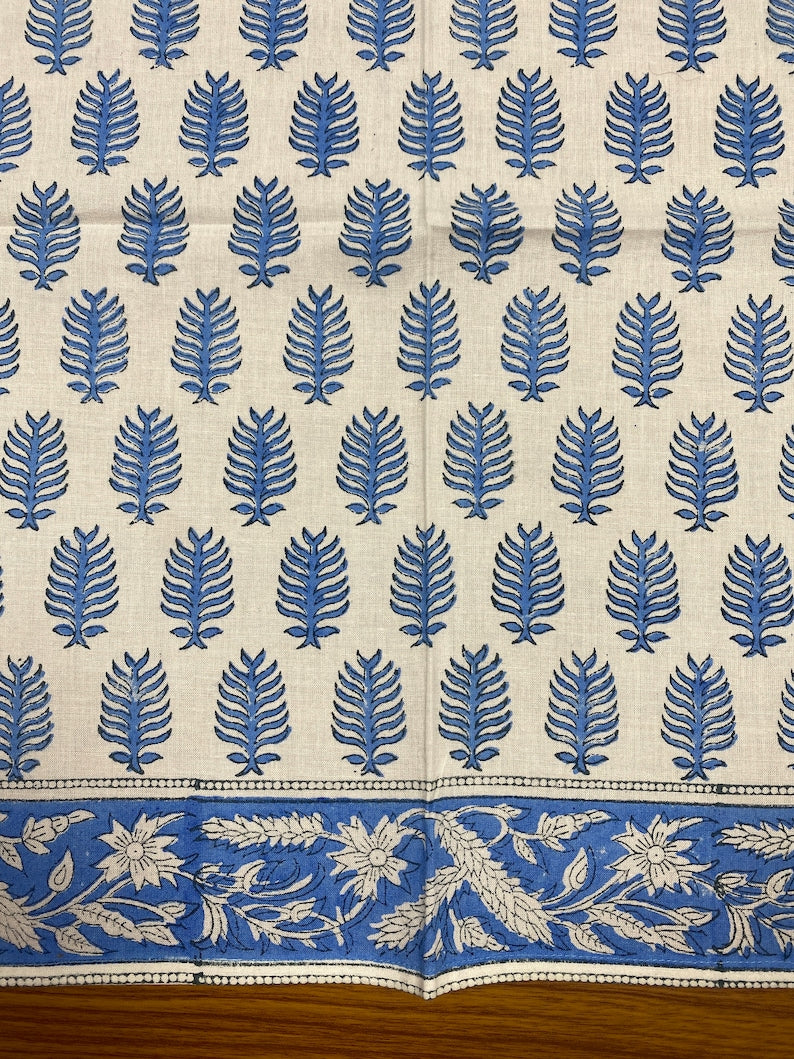 Fabricrush Cerulean Blue Indian Floral Hand Block Printed Cotton Cloth Napkins Size 20x20" Set- 4,6,12,24,48 Wedding Events Home Party Restaurant Gifts