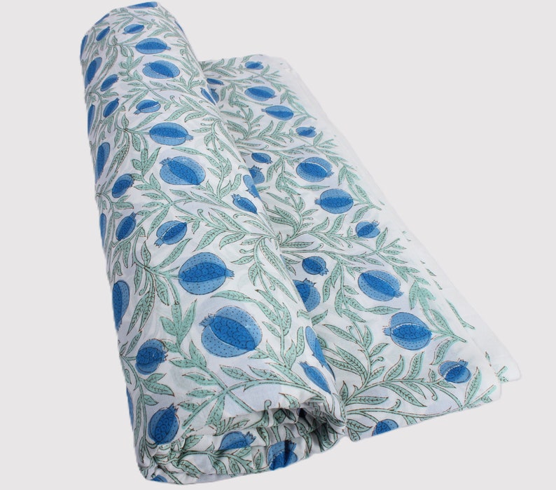 Queen Blue Hand-Block Printed Cotton Cloth
