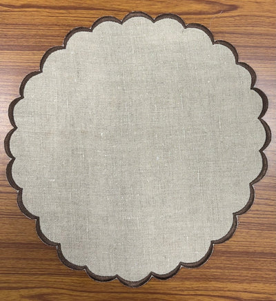 Fabricrush Mats Pure Linen Round Placemats with Embroidery for Girlfriend Gift, Wedding, Home Decor, Room Decor, Restaurant, Outdoor, Picnic, Farmhouse