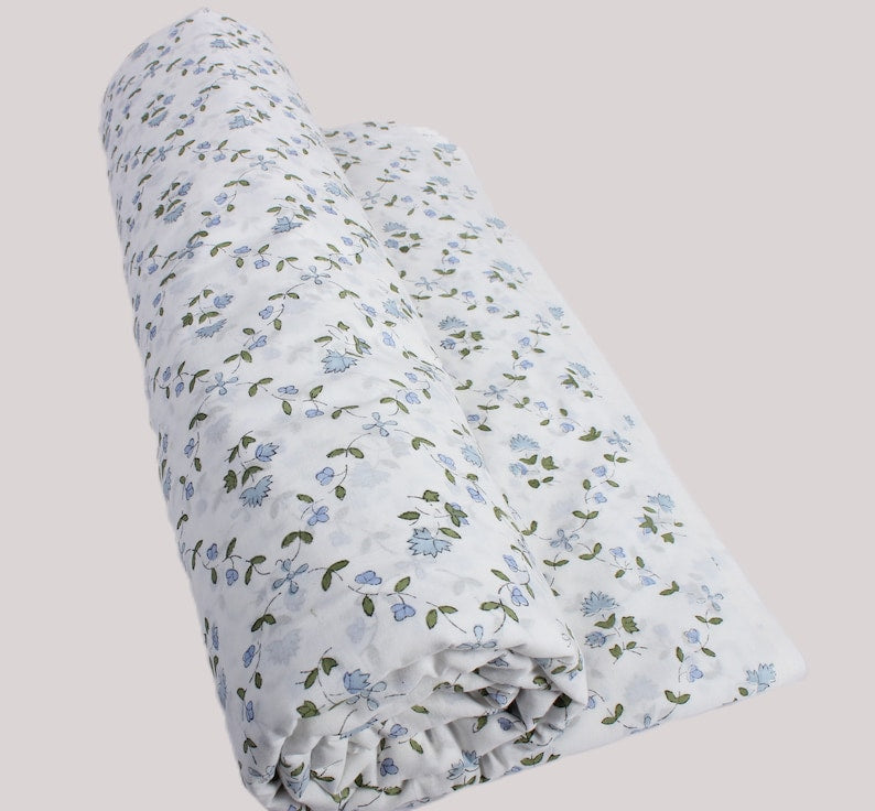 Powder and Pigeon Blue Hand-Block Printed Cotton Cloth