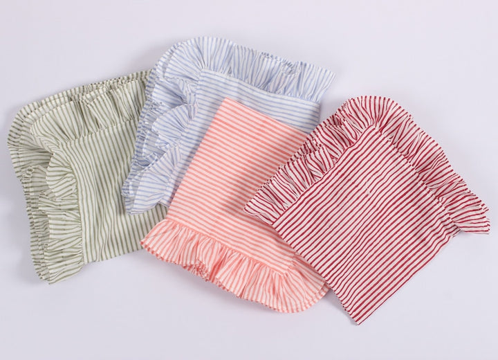 Mix and Match Stripe Indian Hand Block Print Cotton Cloth Ruffle Napkins