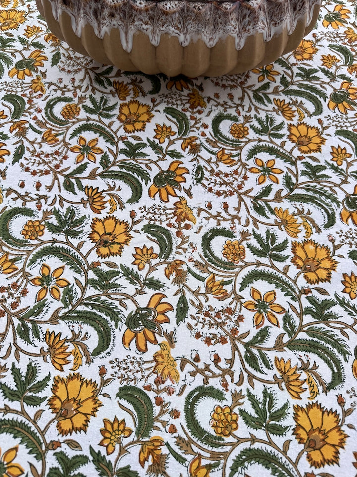 Fabricrush Round Tablecloth, Indian Hand Block Floral Printed Table Cover 100% Cotton Fabric, Vintage French Tablecloth, Gift for her, gifts, Valentine's day,  Easter, Spring