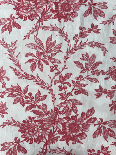 Fabricrush Tulip Pink Indian Floral Hand Block Printed 100% Cotton Cloth, Fabric by the Yard for Curtains Pillows Cushions Quilting Quilt Duvet Covers