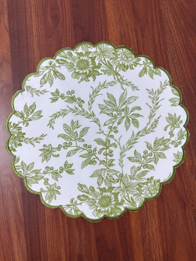Fabricrush Tablemats, Medium Spring Bud Indian Floral Hand Block Print Cotton Cloth Place Mats for Wedding Home Decor Event Outdoor Garden Patio, Gifts