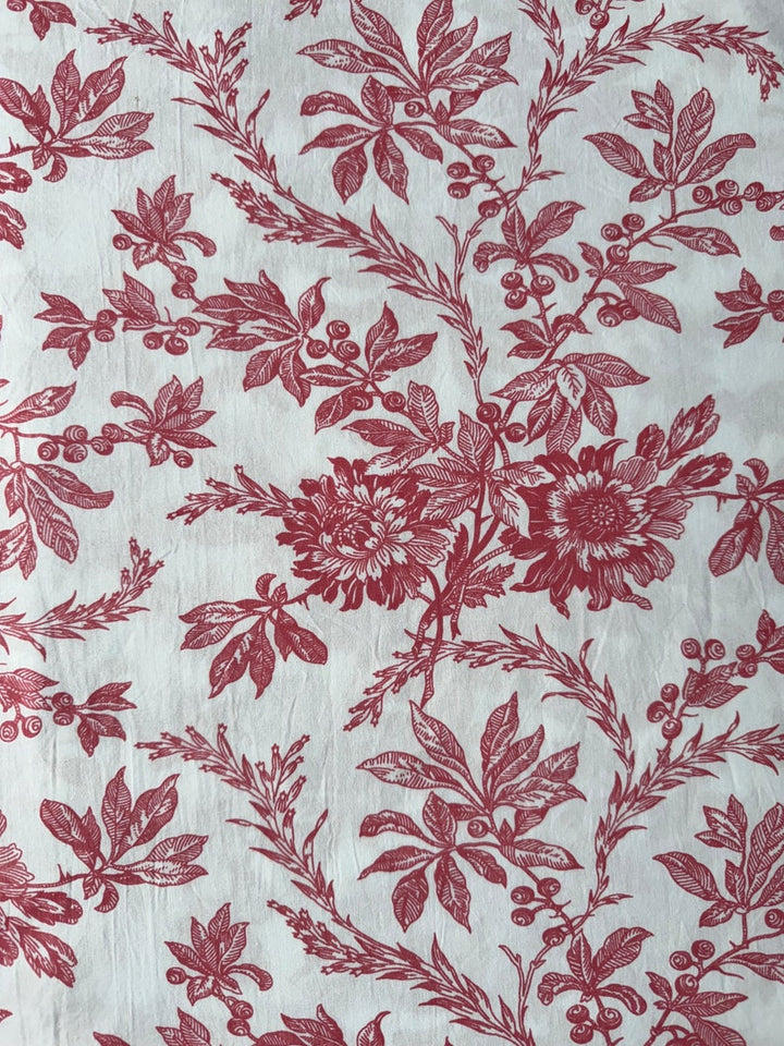 Fabricrush Tulip Pink Indian Floral Hand Block Printed 100% Cotton Cloth, Fabric by the Yard for Curtains Pillows Cushions Quilting Quilt Duvet Covers, Valentine's day, Spring, Easter