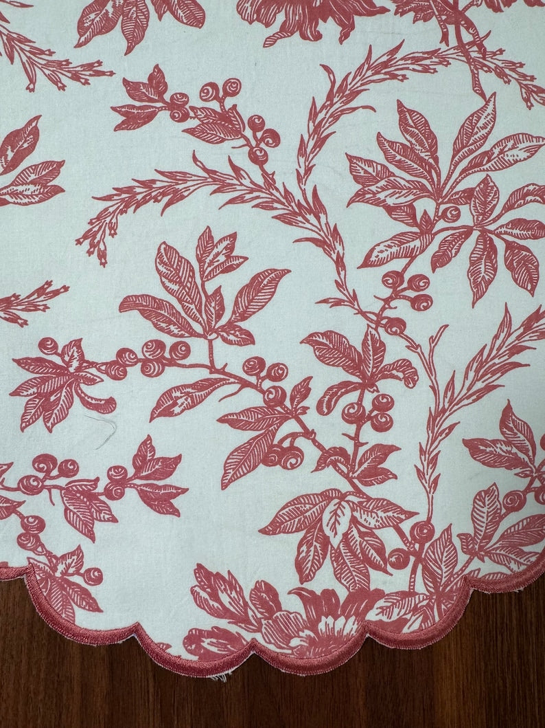Fabricrush Tablemats, Tulip pink Indian Floral Hand Block Printed Cotton Cloth Place Mats for Wedding Home Decor Event Outdoor Garden Patio Side Table